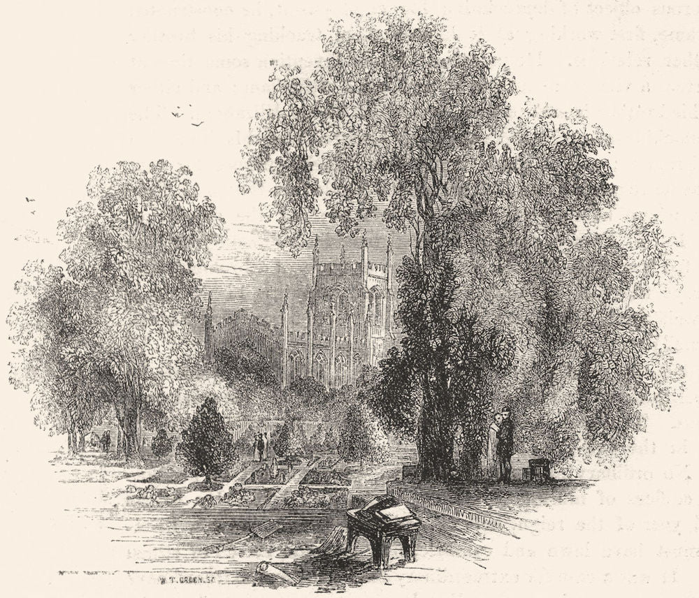 WARCS. Garden of New Place 1845 old antique vintage print picture